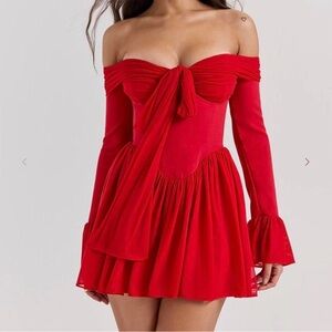 HOUSE OF CB Sz L Scarlet Red Alana Mini Dress